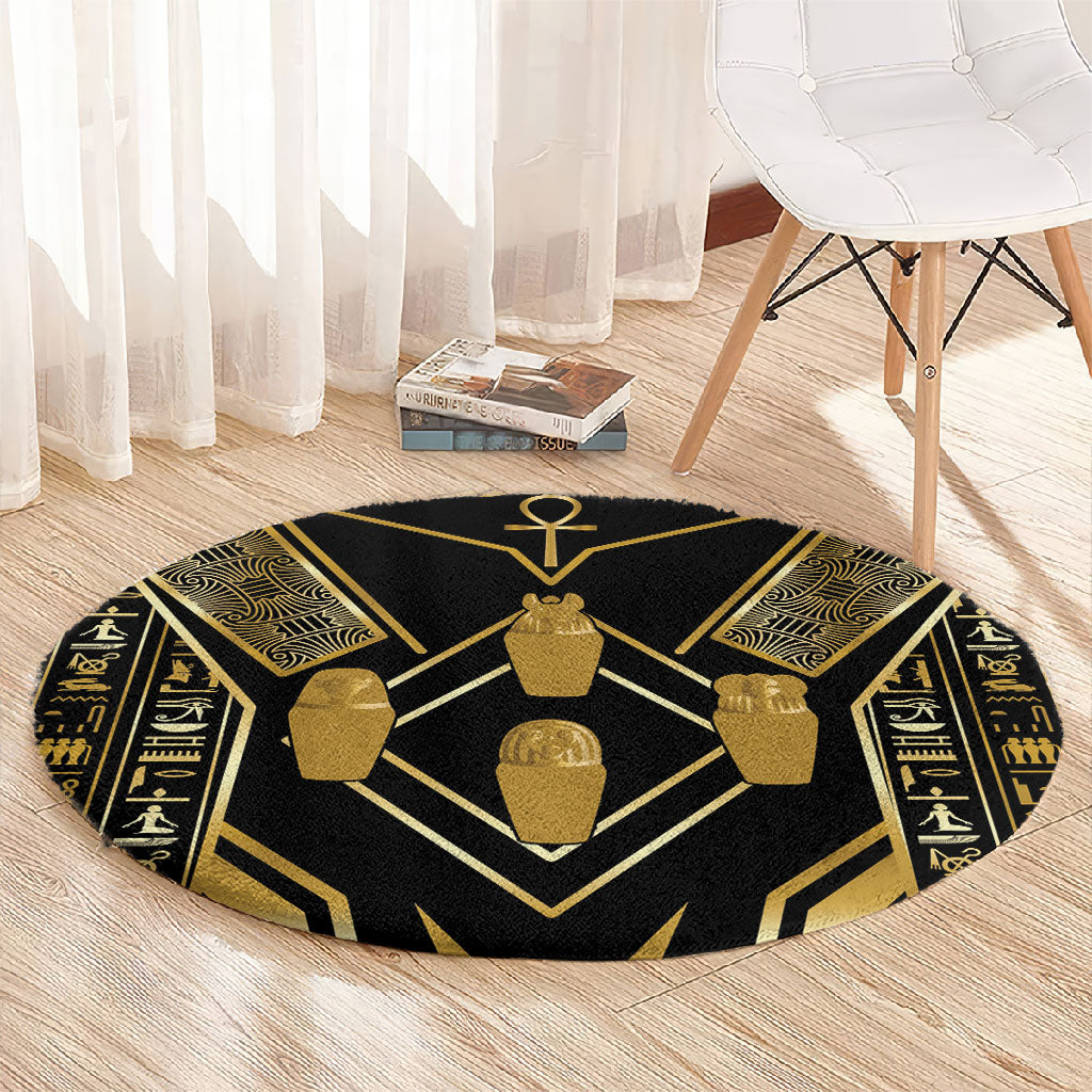 Egypt Canopic Jars Round Carpet Ancient Mythology Four Sons of Horus