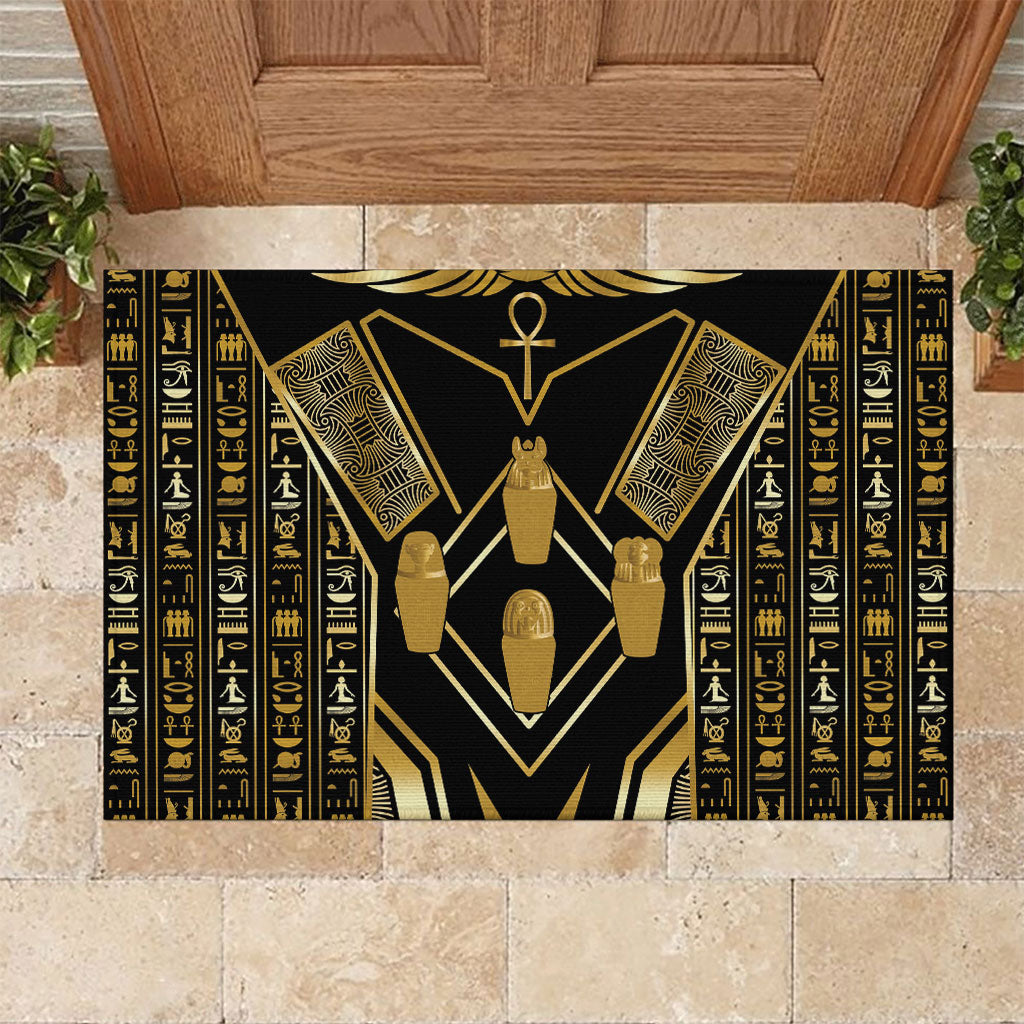 Egypt Canopic Jars Rubber Doormat Ancient Mythology Four Sons of Horus