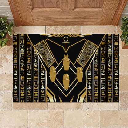 Egypt Canopic Jars Rubber Doormat Ancient Mythology Four Sons of Horus