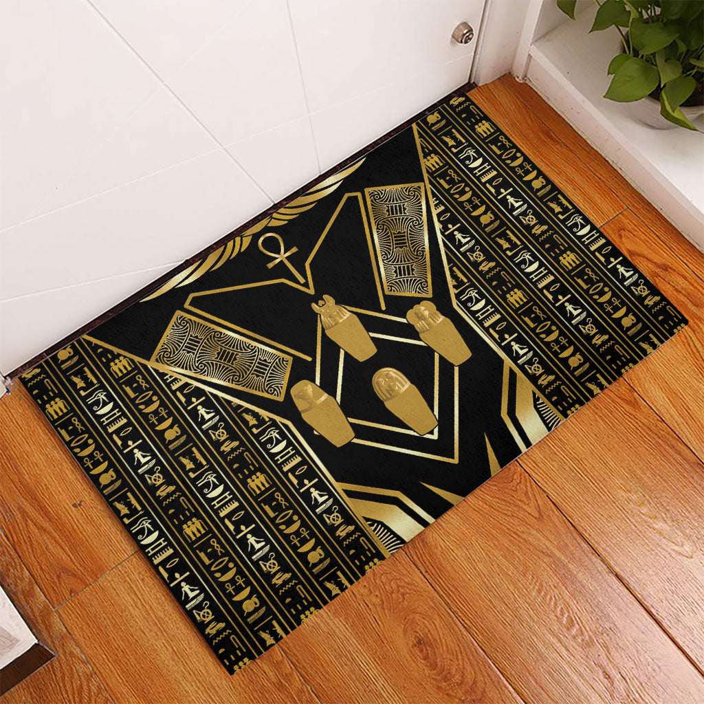 Egypt Canopic Jars Rubber Doormat Ancient Mythology Four Sons of Horus