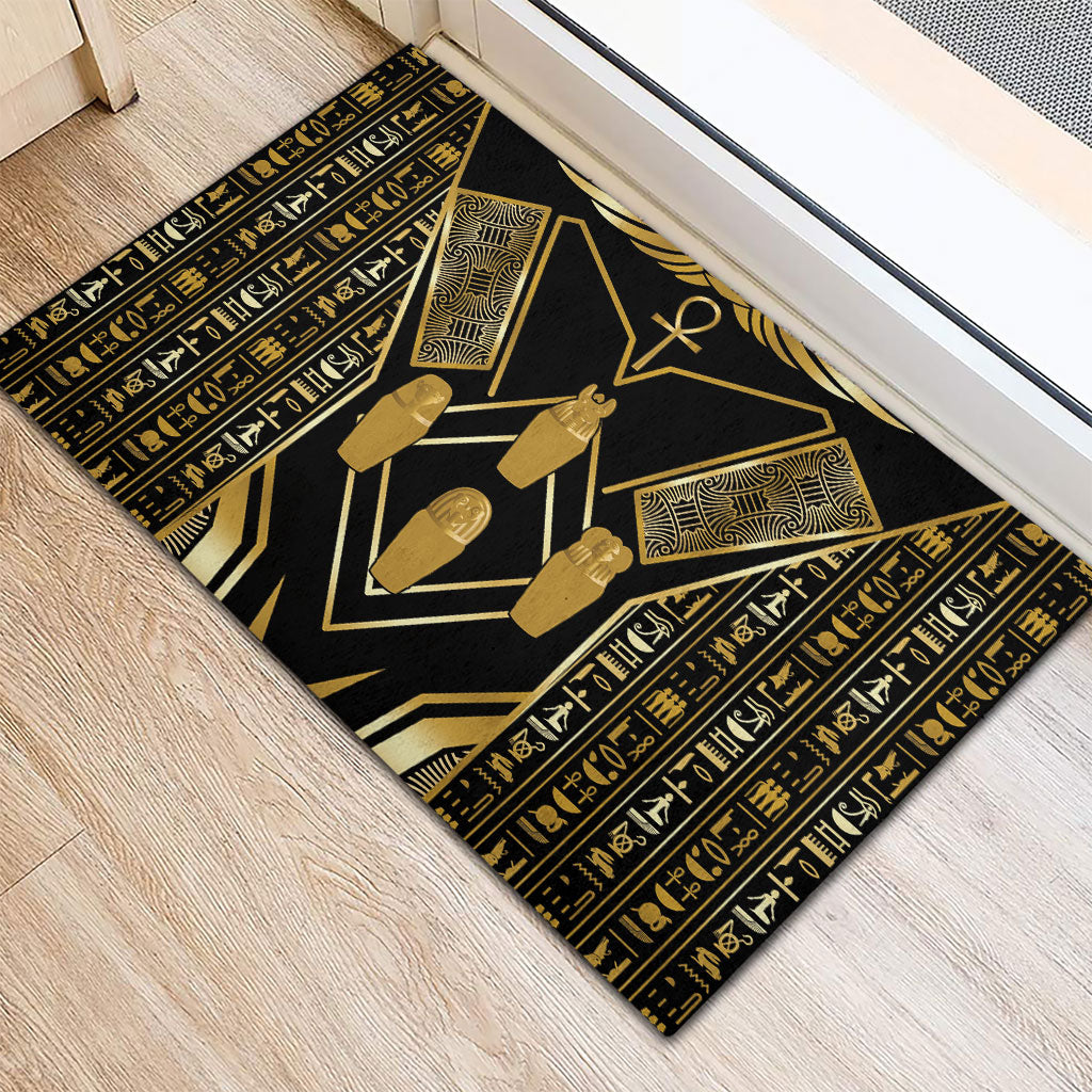 Egypt Canopic Jars Rubber Doormat Ancient Mythology Four Sons of Horus