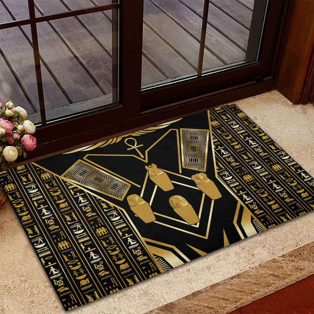 Egypt Canopic Jars Rubber Doormat Ancient Mythology Four Sons of Horus