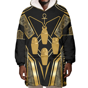 Egypt Canopic Jars Wearable Blanket Hoodie Ancient Mythology Four Sons of Horus