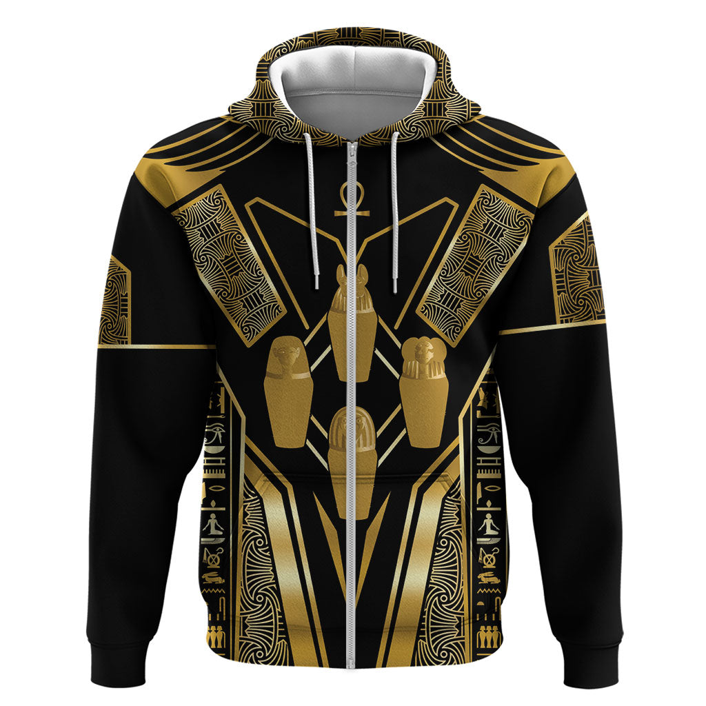 Egypt Canopic Jars Zip Hoodie Ancient Mythology Four Sons of Horus
