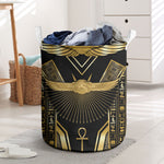 Egypt Winged Sun Laundry Basket Ancient Mythology Golden Ankh