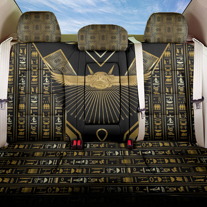 Egypt Winged Sun Back Car Seat Cover Ancient Mythology Golden Ankh