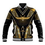 Egypt Winged Sun Baseball Jacket Ancient Mythology Golden Ankh