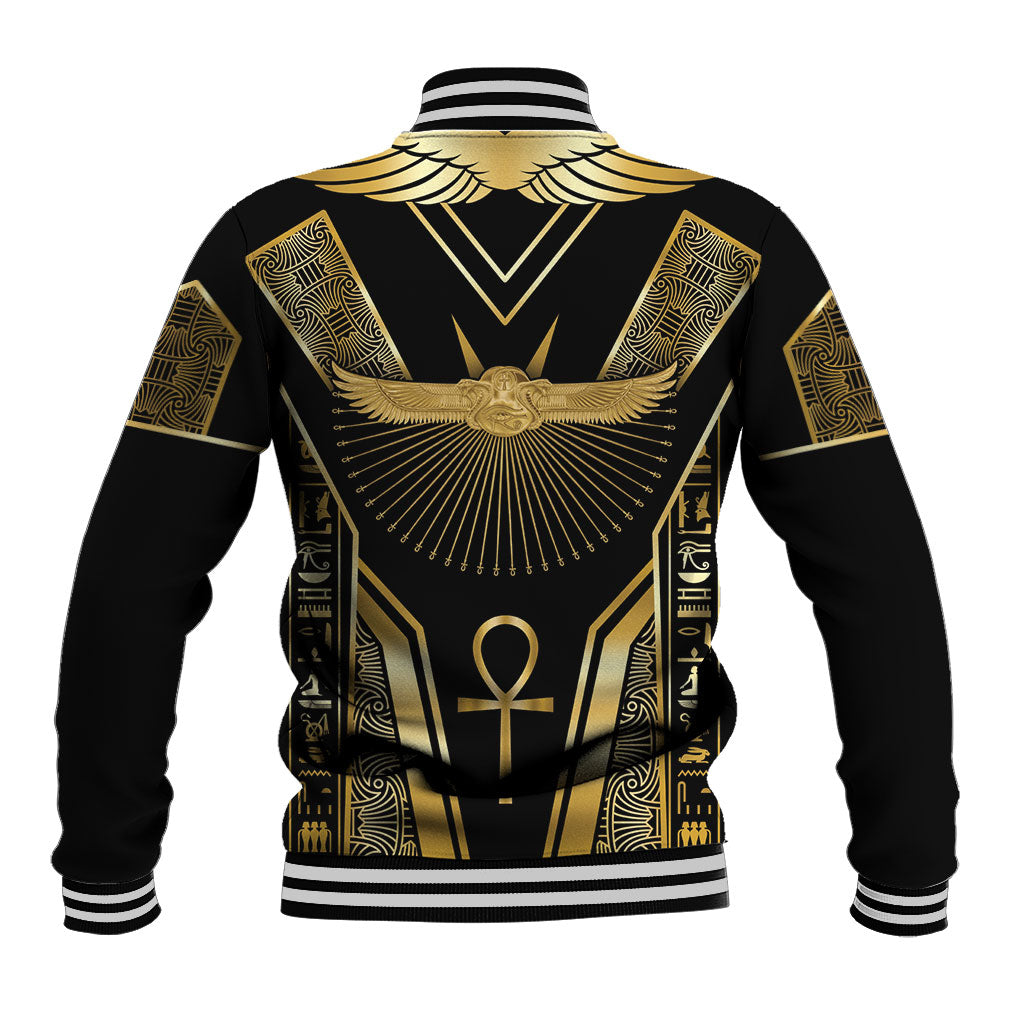 Egypt Winged Sun Baseball Jacket Ancient Mythology Golden Ankh