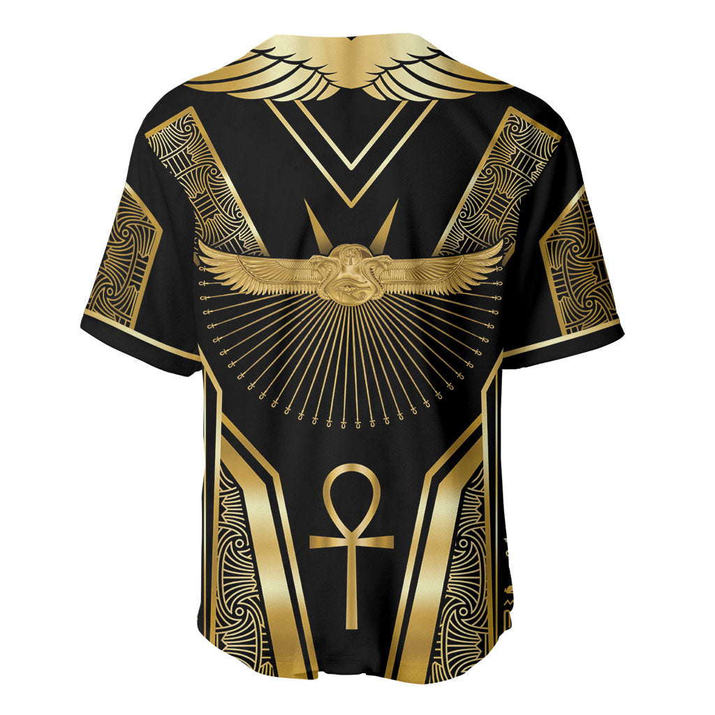 Egypt Winged Sun Baseball Jersey Ancient Mythology Golden Ankh