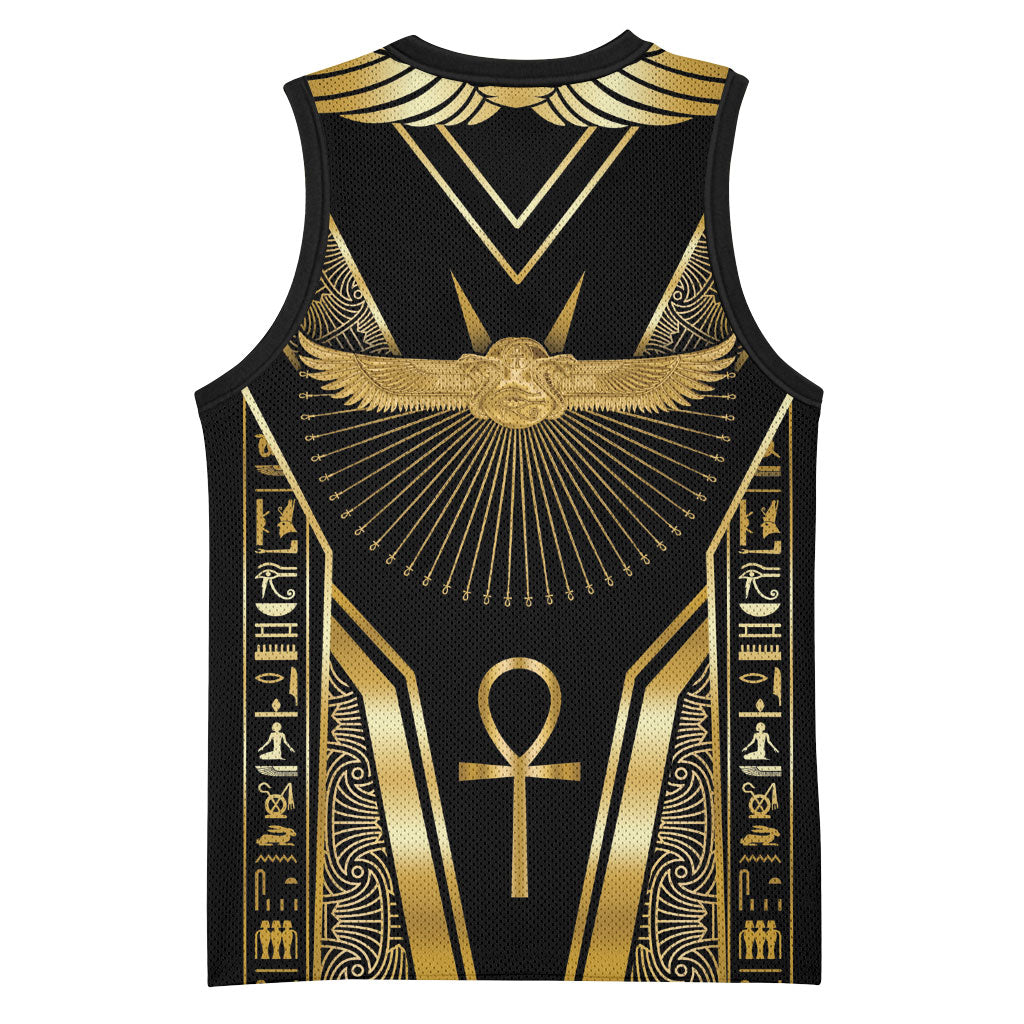 Egypt Winged Sun Basketball Jersey Ancient Mythology Golden Ankh