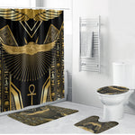 Egypt Winged Sun Bathroom Set Ancient Mythology Golden Ankh