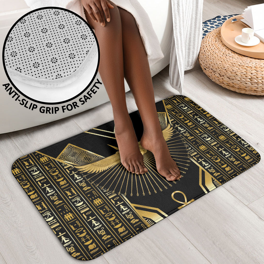 Egypt Winged Sun Bathroom Set Ancient Mythology Golden Ankh