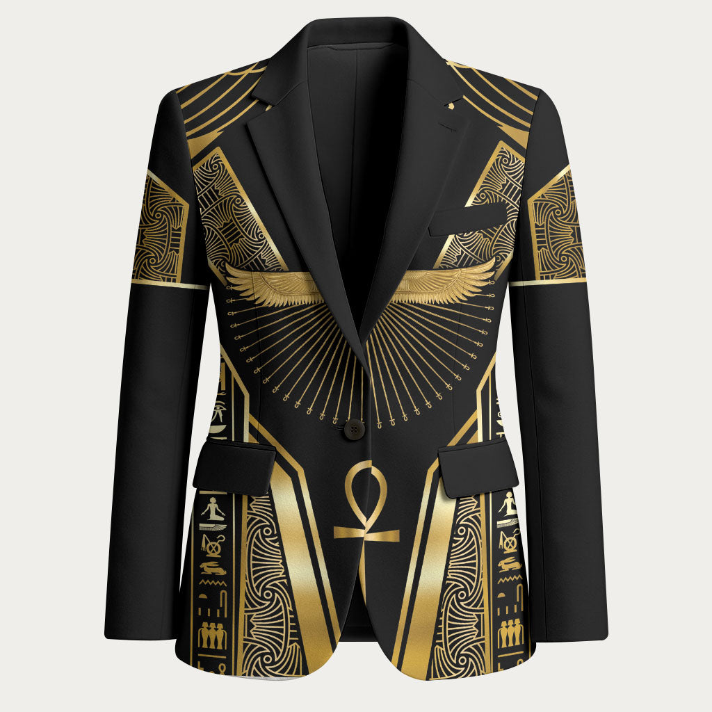 Egypt Winged Sun Blazer Ancient Mythology Golden Ankh