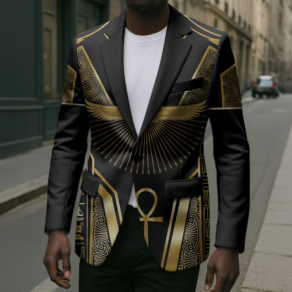 Egypt Winged Sun Blazer Ancient Mythology Golden Ankh