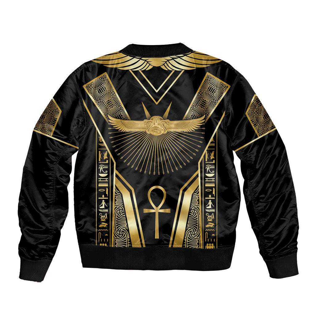 Egypt Winged Sun Bomber Jacket Ancient Mythology Golden Ankh