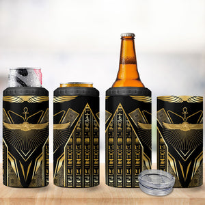 Egypt Winged Sun 4 in 1 Can Cooler Tumbler Ancient Mythology Golden Ankh