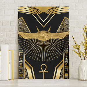 Egypt Winged Sun Canvas Wall Art Ancient Mythology Golden Ankh