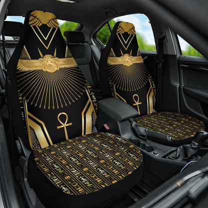 Egypt Winged Sun Car Seat Cover Ancient Mythology Golden Ankh