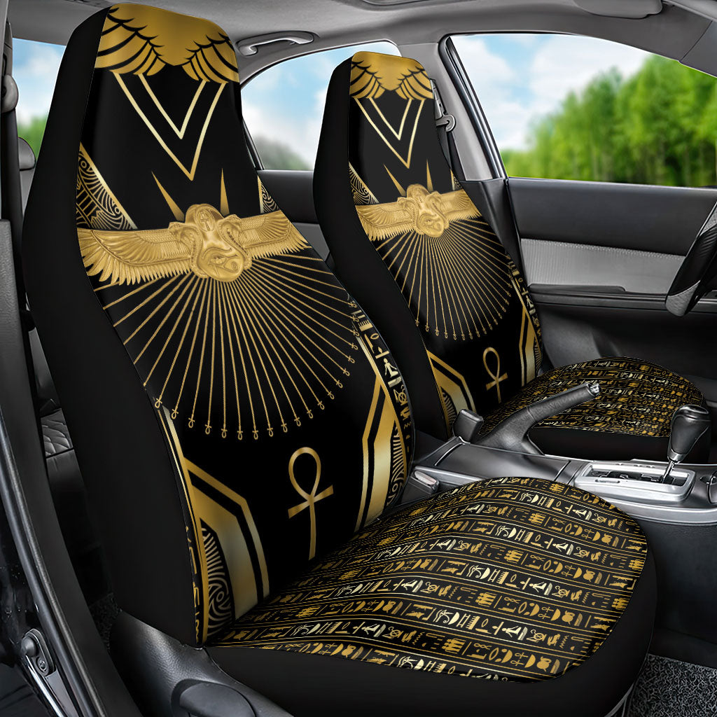 Egypt Winged Sun Car Seat Cover Ancient Mythology Golden Ankh