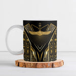 Egypt Winged Sun Ceramic Mug Ancient Mythology Golden Ankh