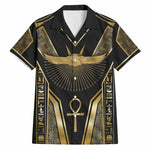Egypt Winged Sun Hawaiian Shirt Ancient Mythology Golden Ankh