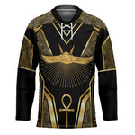 Egypt Winged Sun Hockey Jersey Ancient Mythology Golden Ankh