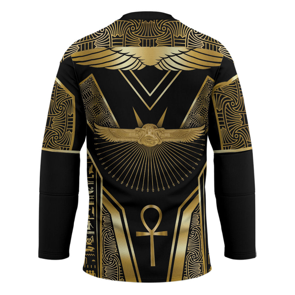 Egypt Winged Sun Hockey Jersey Ancient Mythology Golden Ankh