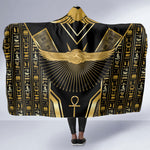 Egypt Winged Sun Hooded Blanket Ancient Mythology Golden Ankh
