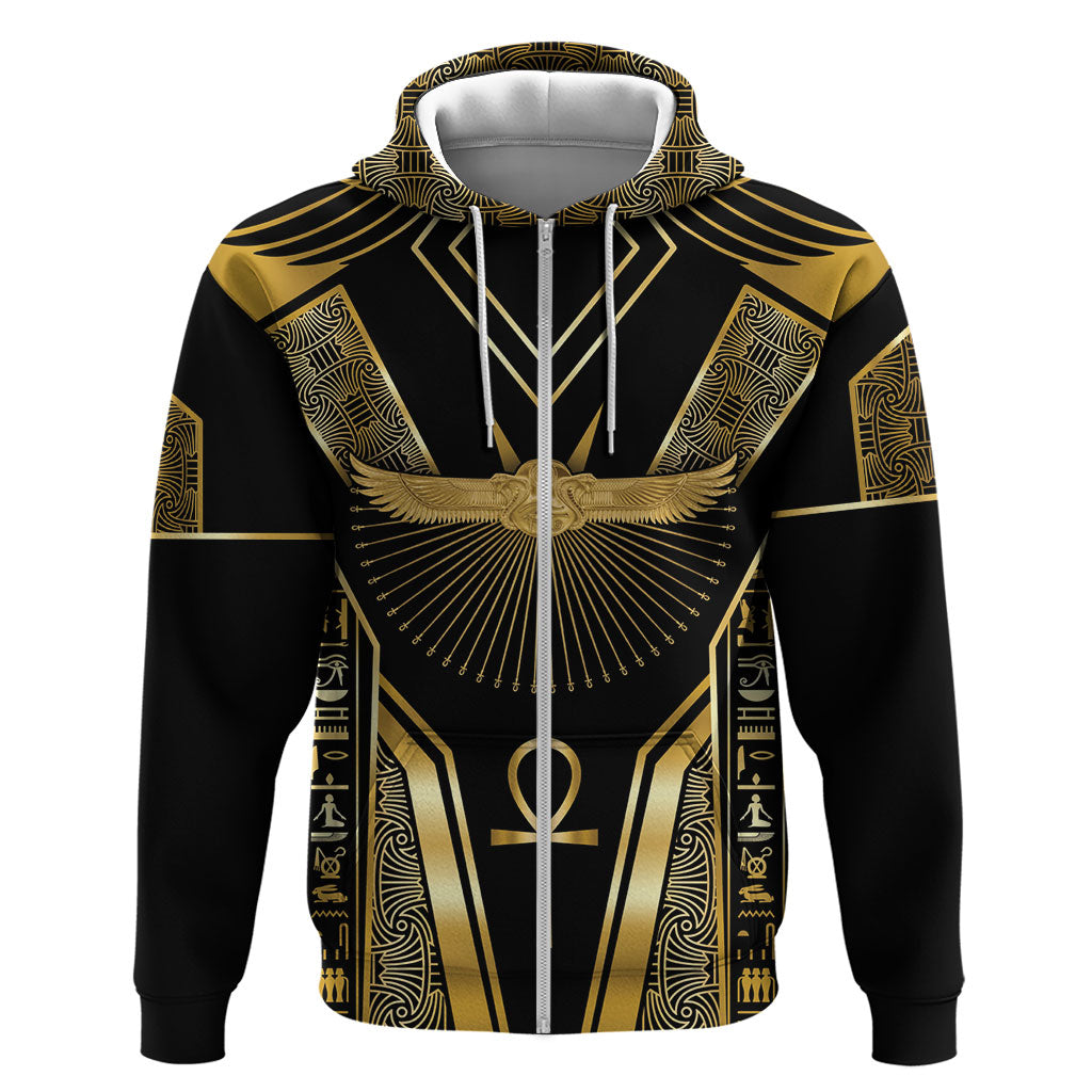 Egypt Winged Sun Hoodie Ancient Mythology Golden Ankh