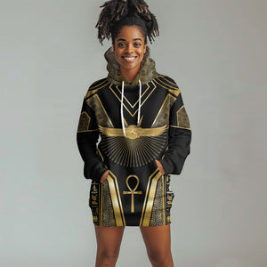 Egypt Winged Sun Hoodie Dress Ancient Mythology Golden Ankh