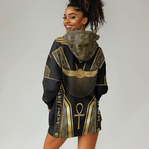 Egypt Winged Sun Hoodie Dress Ancient Mythology Golden Ankh