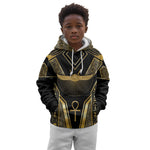 Egypt Winged Sun Kid Hoodie Ancient Mythology Golden Ankh