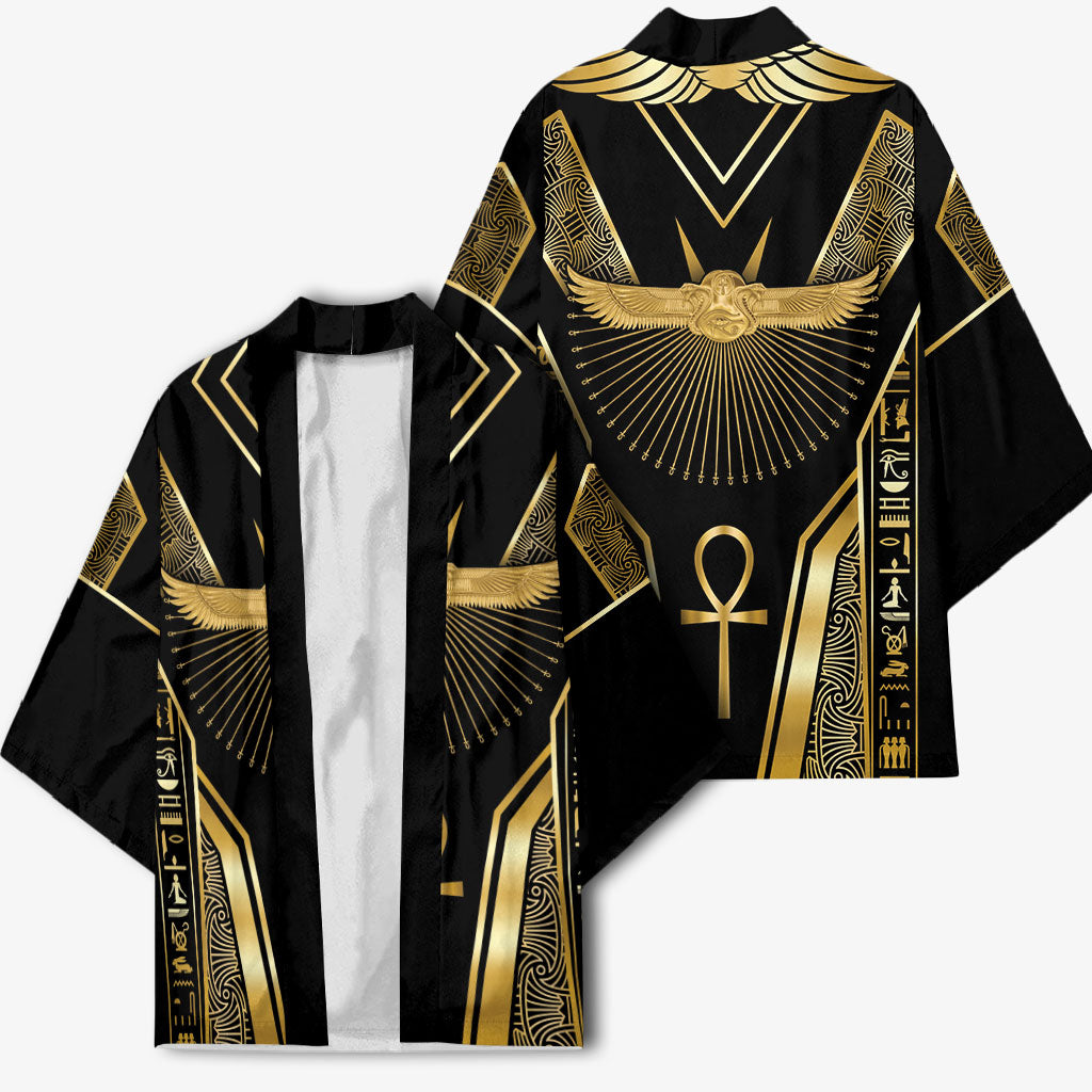 Egypt Winged Sun Kimono Ancient Mythology Golden Ankh