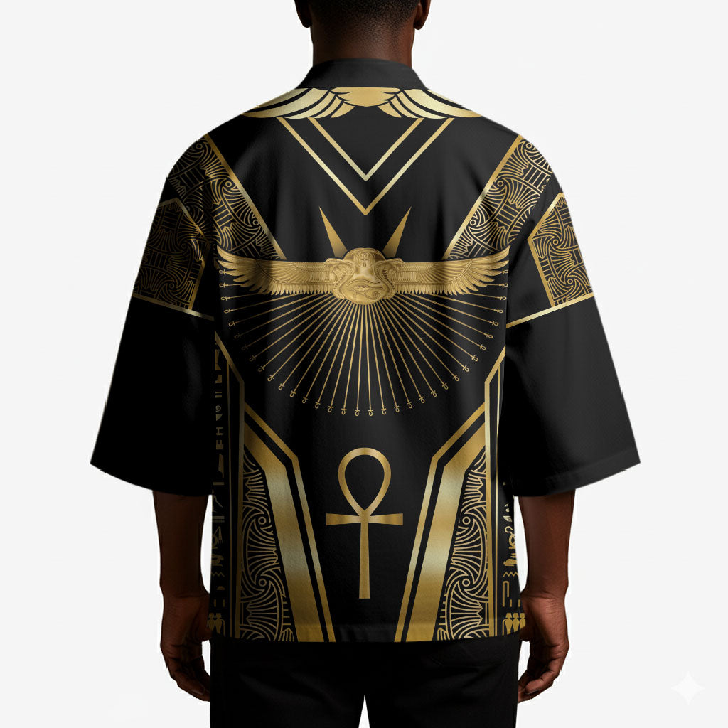 Egypt Winged Sun Kimono Ancient Mythology Golden Ankh