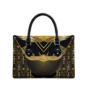 Egypt Winged Sun Leather Bag Ancient Mythology Golden Ankh