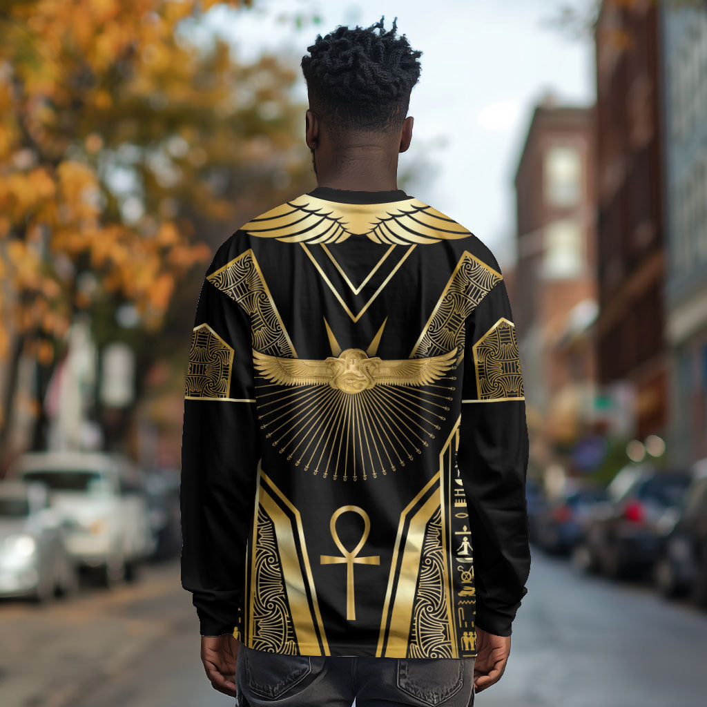 Egypt Winged Sun Long Sleeve Shirt Ancient Mythology Golden Ankh