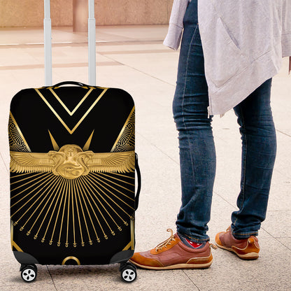 Egypt Winged Sun Luggage Cover Ancient Mythology Golden Ankh