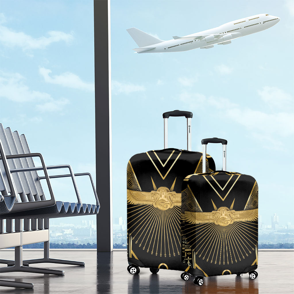 Egypt Winged Sun Luggage Cover Ancient Mythology Golden Ankh