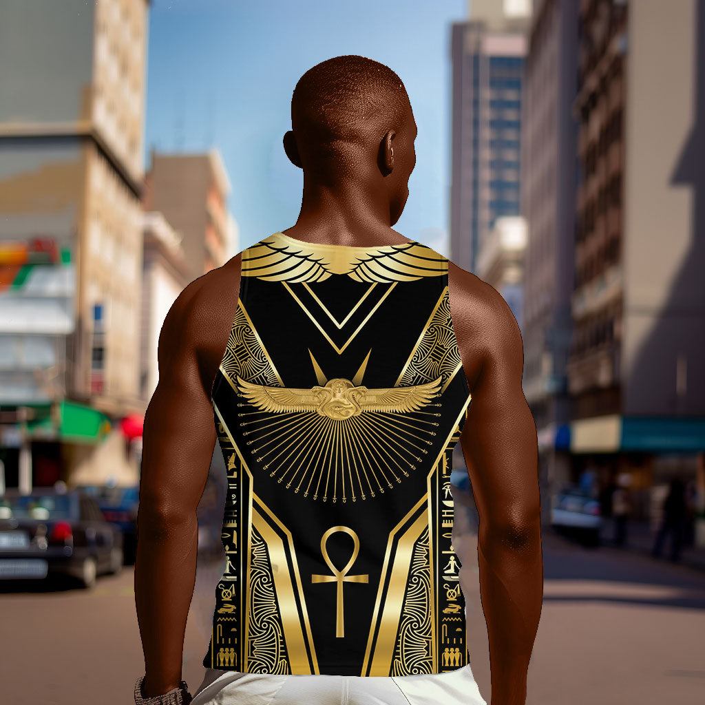 Egypt Winged Sun Men Tank Top Ancient Mythology Golden Ankh