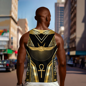 Egypt Winged Sun Men Tank Top Ancient Mythology Golden Ankh