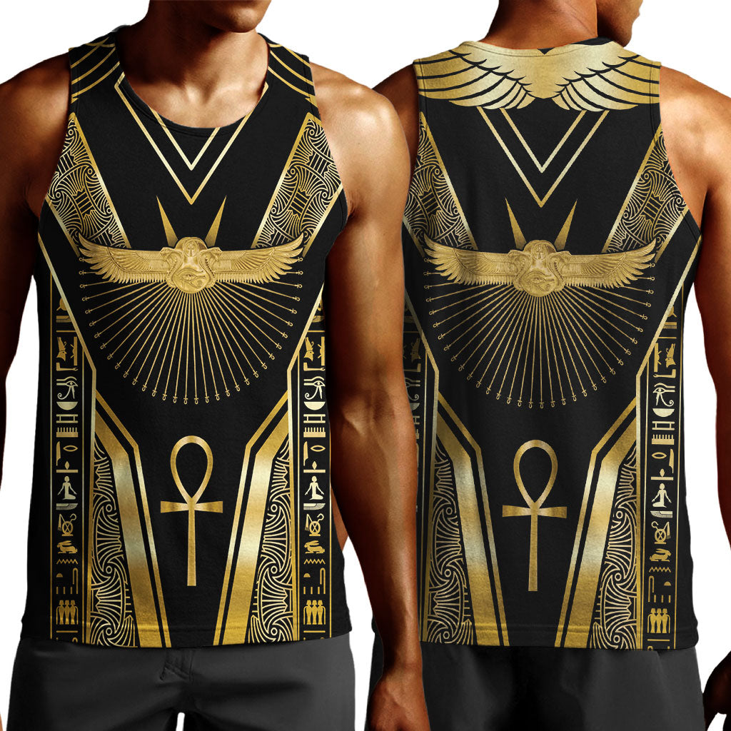 Egypt Winged Sun Men Tank Top Ancient Mythology Golden Ankh