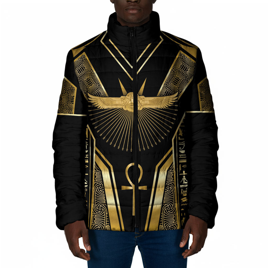 Egypt Winged Sun Padded Jacket Ancient Mythology Golden Ankh