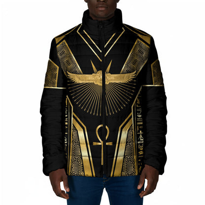 Egypt Winged Sun Padded Jacket Ancient Mythology Golden Ankh
