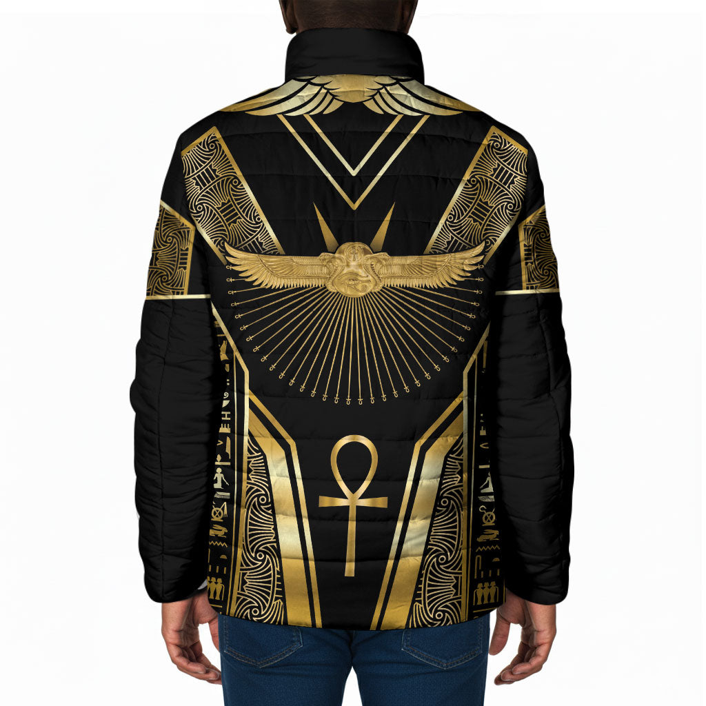 Egypt Winged Sun Padded Jacket Ancient Mythology Golden Ankh