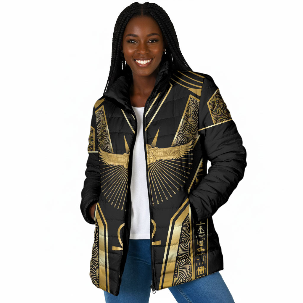 Egypt Winged Sun Padded Jacket Ancient Mythology Golden Ankh