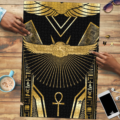 Egypt Winged Sun Puzzle Ancient Mythology Golden Ankh