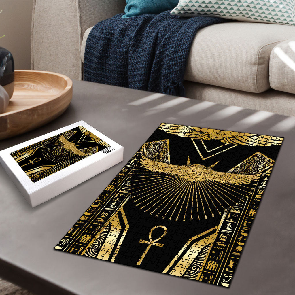 Egypt Winged Sun Puzzle Ancient Mythology Golden Ankh