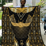 Egypt Winged Sun Quilt Ancient Mythology Golden Ankh