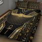 Egypt Winged Sun Quilt Bed Set Ancient Mythology Golden Ankh