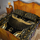 Egypt Winged Sun Quilt Bed Set Ancient Mythology Golden Ankh